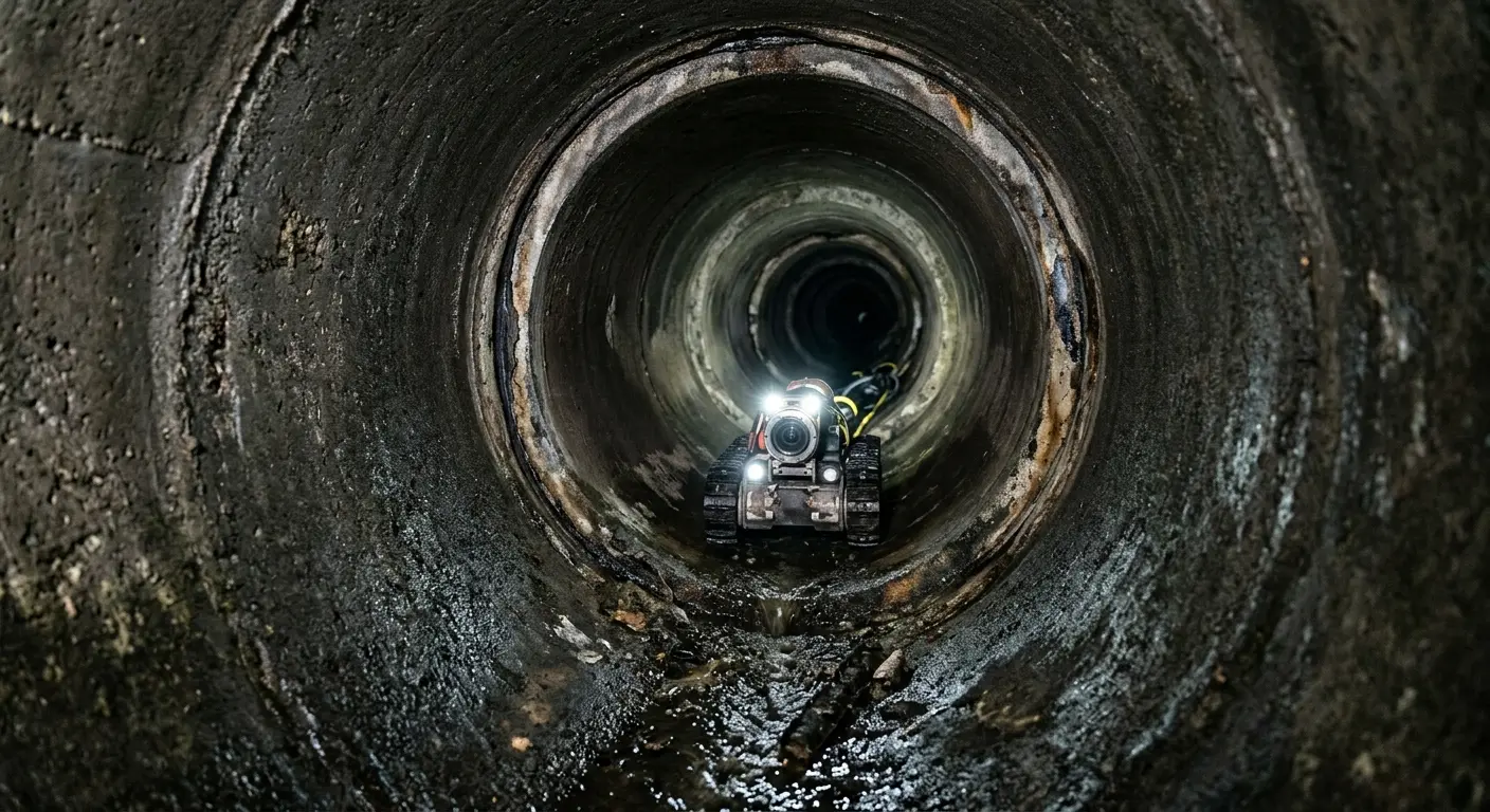Robotic sewer camera inspecting pipe interior for Sewer Line Repair in Junction City